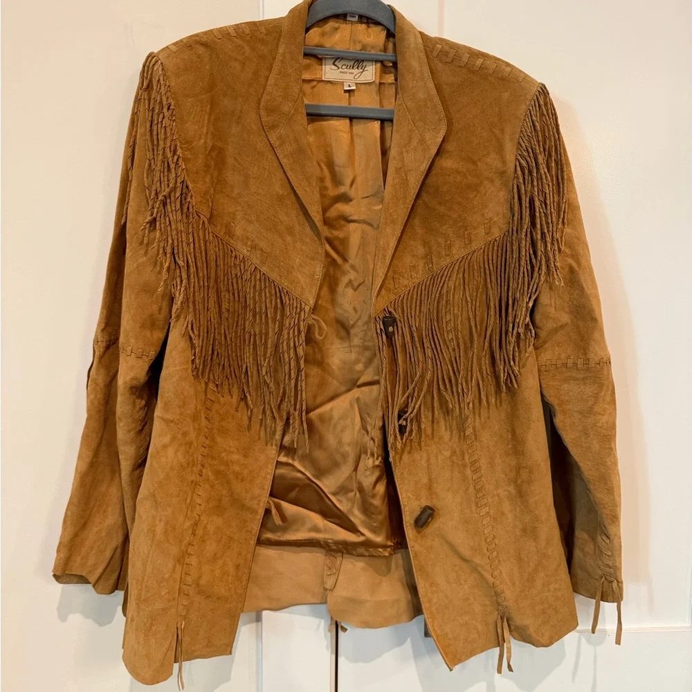 SCULLY‎ Leather Brown Suede Fringe Jacket Size Large